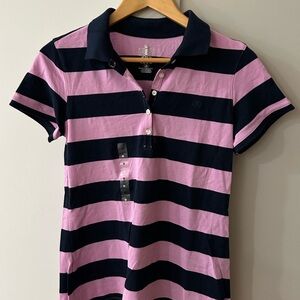 NWT IZOD Woman’s Polo Shirt, Hot Pink and Navy Blue, Preppy